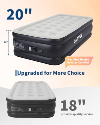 Twin Raised Inflatable Mattress with Built-In Pump - 20 Inch High, Supports 400 lbs