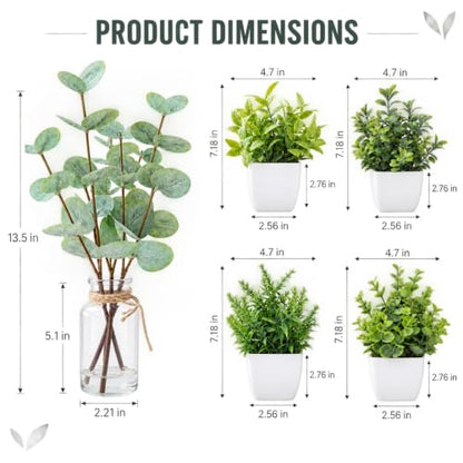 Artificial Plants Set with Faux Eucalyptus & Greenery - White Greenery Variation
