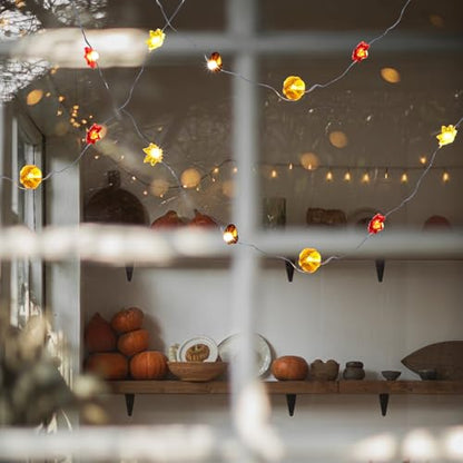 Halloween String Lights 30 LED USB Pumpkin & Leaf Indoor Decor