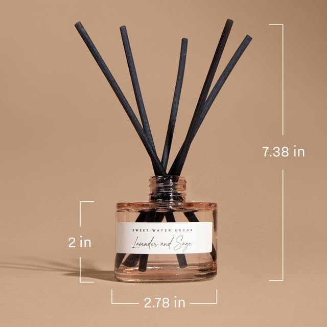 Christmas Tree Reed Diffuser Set - Spruce, Pine Needles, Cedar & Moss Scent, Tinted Glass - 3.5 oz, Made in USA