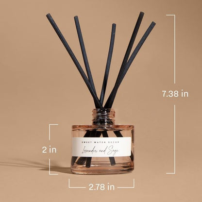 Christmas Tree Reed Diffuser Set - Spruce, Pine Needles, Cedar & Moss Scent, Tinted Glass - 3.5 oz, Made in USA