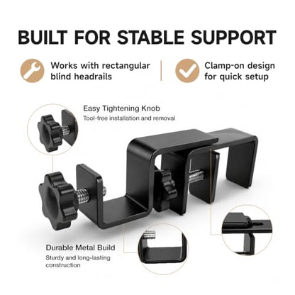 Over Blinds Curtain Rod Brackets for Outside-Mount Blinds - Black 2-Pack