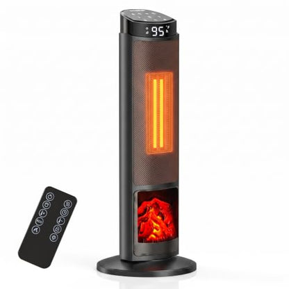 Electric Space Heater 23 Inch Black Oscillating 4 Modes Indoor Home Heating