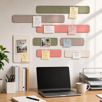 Felt Bulletin Board Strips - Boho Pink Modular Pin Board Tiles for Wall Decor