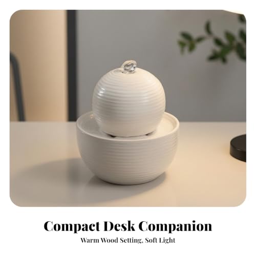 Compact Tabletop Water Fountain with Circulating Water and LED Color Change
