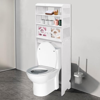 Over Toilet Storage Cabinet PVC 4-Tier Bathroom Organizer Shelf