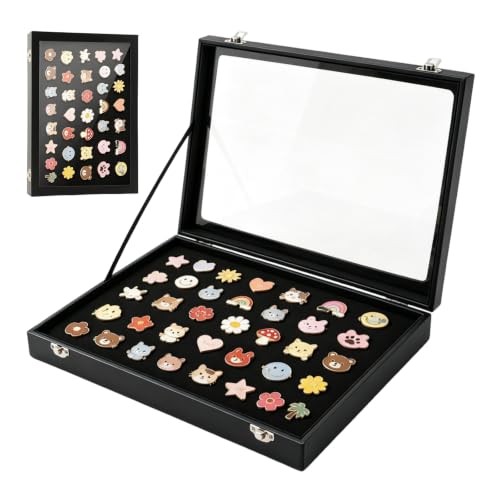 Pin Display Case 14x9 Inch Badge Frame Black Wall Mountable