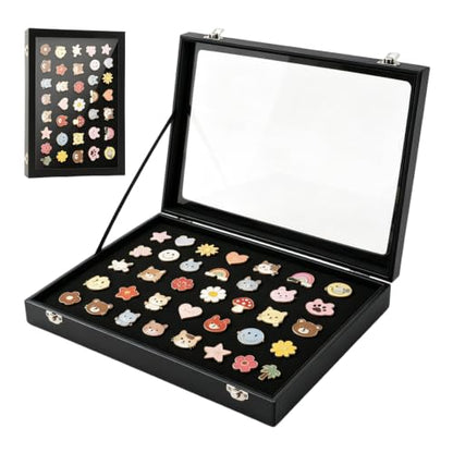 Pin Display Case 14x9 Inch Badge Frame Black Wall Mountable