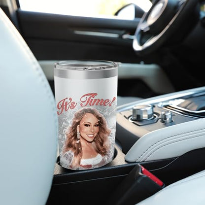 Christmas Music Tumbler - 20oz Insulated Stainless Steel Travel Mug with Leak-Proof Lid - White