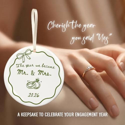 Wedding Ornament for Couples 2026 - Mr & Mrs Just Married Keepsake with Variation The Year We Became Mr & Mrs 2026
