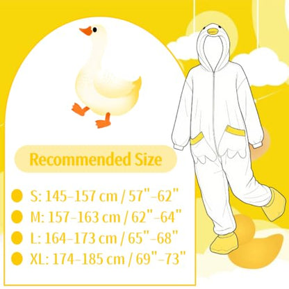 White Goose Hoodie Onesie for Kids - Cute Duck Animal Pajamas, Medium