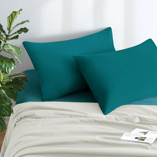 Standard 20x26 Inch Teal Microfiber Pillowcases - 2 Pack
