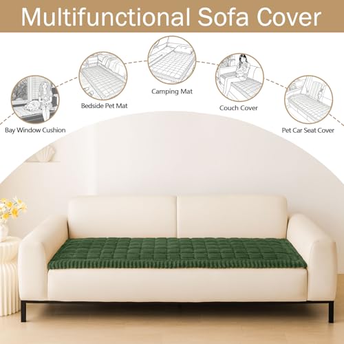 Dog Couch Cover Washable Plush Sofa Protector - Dark Green 27.6x27.6"