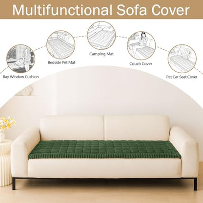 Dog Couch Cover Washable Plush Sofa Protector - Dark Green 27.6x27.6"