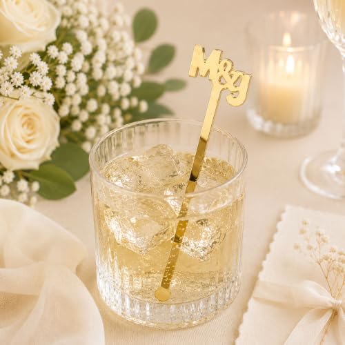 Personalized Acrylic Cocktail Stirrers with Monogram for Weddings & Events