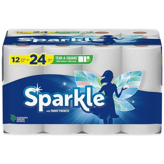 Sparkle® Tear-A-Square® Paper Towels, 24 Double Rolls = 48 Regular Rolls