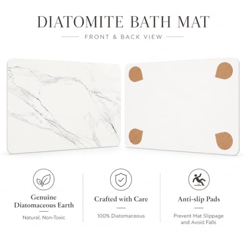 Whitemarble Diatomaceous Earth Bath Mat - Fast Drying Stone Bathroom Rug