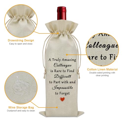 Sazuwu Colleague Leaving Gift Wine Bag Going Away Gifts for Coworkers Women Men Funny Colleague Appreciation Gifts New Job Gifts Wine Accessories Gifts for Wine Lovers Wine Bottle Decoration Bag