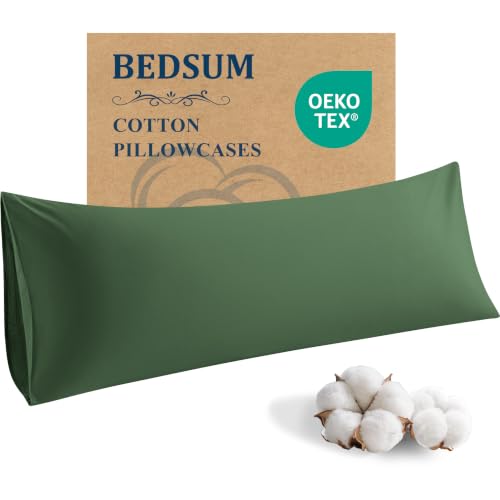 Olive Green Cotton Body Pillowcase 20x54 Inch Envelope Cover - BEDSUM