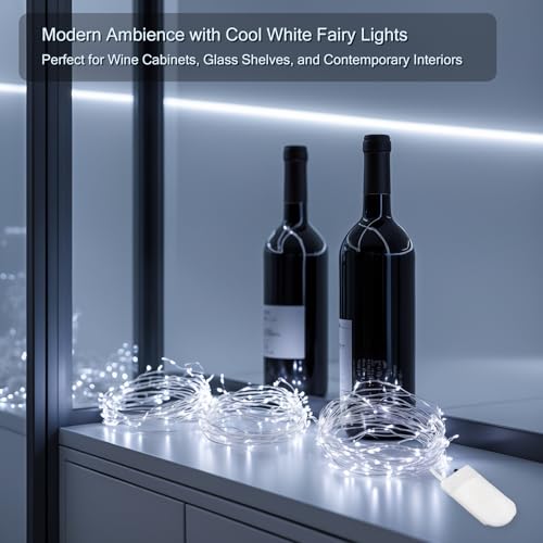 12 Pack LED Fairy Lights - 7ft Cool White String Lights for DIY Crafts & Decor