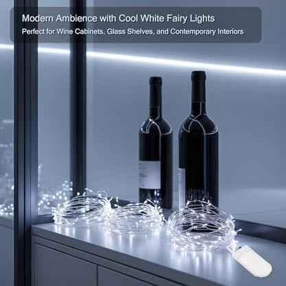 12 Pack LED Fairy Lights - 7ft Cool White String Lights for DIY Crafts & Decor