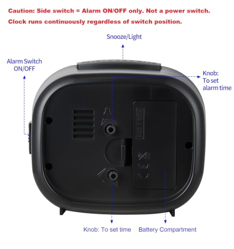 Heavy Sleepers Alarm Clock Loud Audible Ringtone Nightstand Clock Black