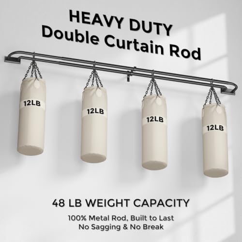 Black Double Curtain Rod 36-72 Inch - Wrap Around Design for Windows - Variation of THIS listing