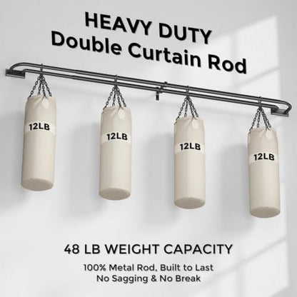 Black Double Curtain Rod 36-72 Inch - Wrap Around Design for Windows - Variation of THIS listing