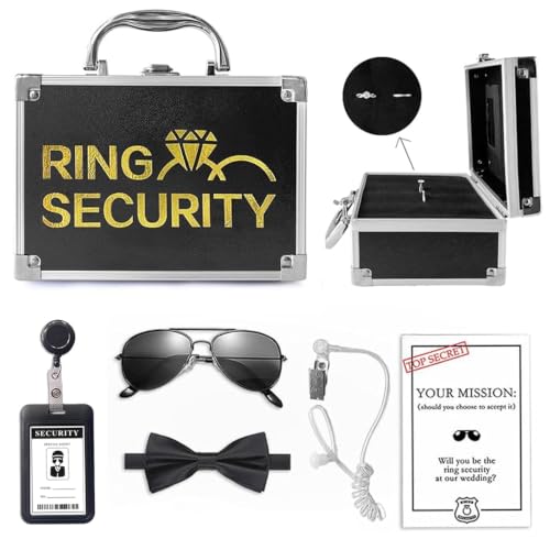 Ring Security Wedding Ring Bearer Box Gifts Set - Briefcase Set A Gold Variation