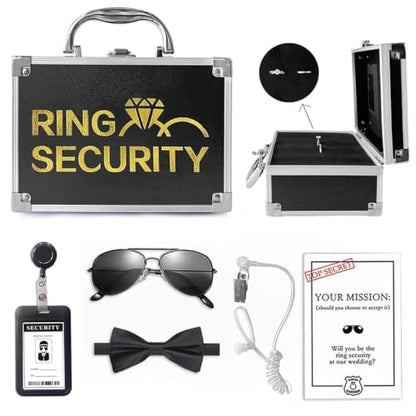 Ring Security Wedding Ring Bearer Box Gifts Set - Briefcase Set A Gold Variation