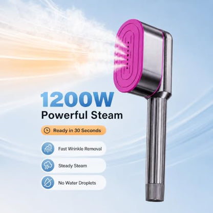 Portable Travel Clothes Steamer 1200W 2-in-1 Iron with 7 Modes