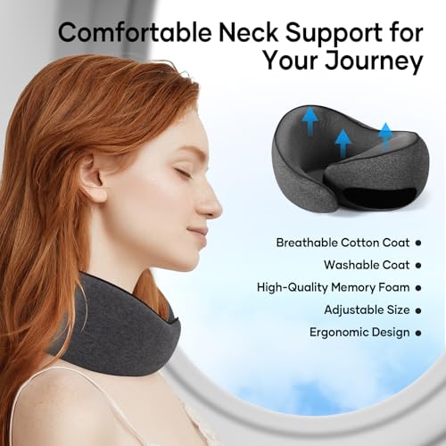 Travel Neck Pillow for Airplanes and Car - Dark Grey