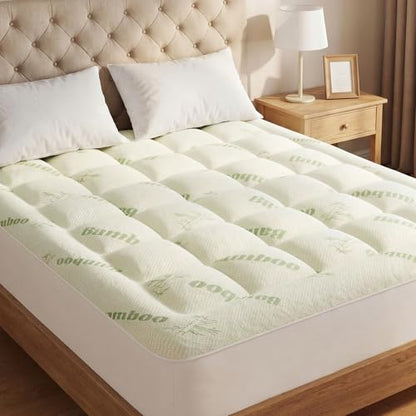 Full Bamboo Viscose Mattress Topper - Green, Cooling & Breathable, Full Size