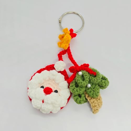 Pine Crochet Christmas Ornament for Car Rearview Mirror - Santa Claus Holiday Hanging Decor - Handmade Xmas Gift