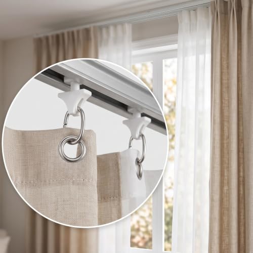50 Pcs Plastic Curtain Track Gliders Hooks for Ceiling & RV Tracks