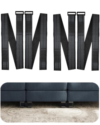 Deep Black 4Pcs Sectional Couch Connectors Bands with Anti-Slip Silicone