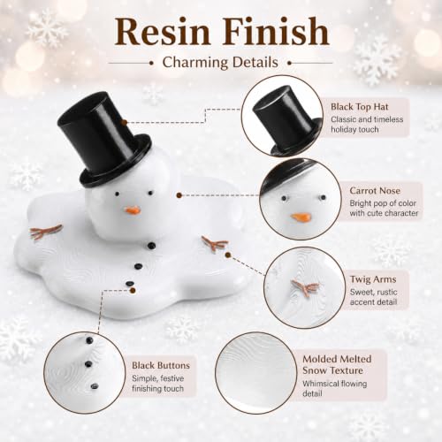 Christmas Melting Snowman Decorations Set - Winter Holiday Tabletop Figurines