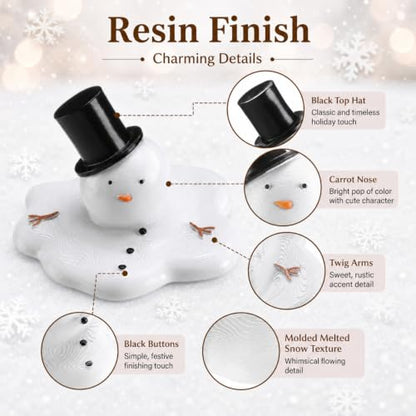 Christmas Melting Snowman Decorations Set - Winter Holiday Tabletop Figurines