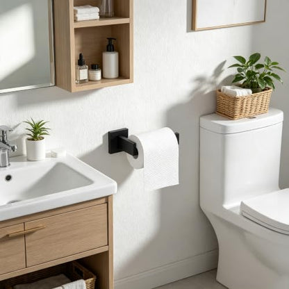 JOPOFI Matte Black Toilet Paper Holder - Modern Wall Mount Bathroom Accessory