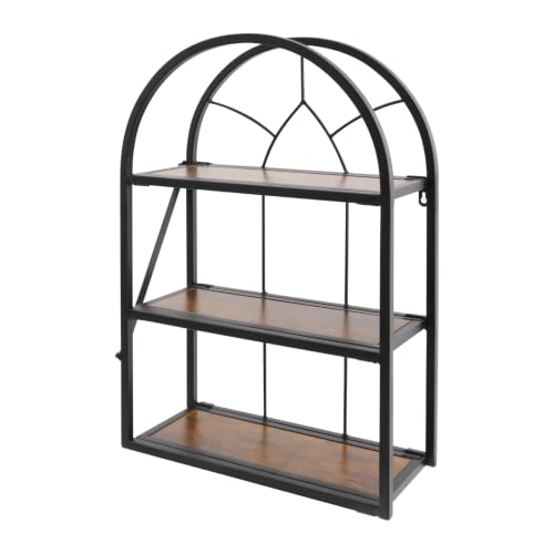 Rustic Wall Mount Shelf with 3 Wooden Tiers for Bathroom Kitchen Entryway