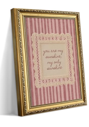 You Are My Sunshine Pink Nursery Wall Art - Framed Canvas Print, 10x8 in