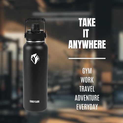 Ekkovision Insulated Water Bottle - 32 Oz Stainless Steel Black