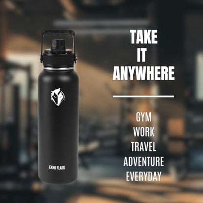 Ekkovision Insulated Water Bottle - 32 Oz Stainless Steel Black