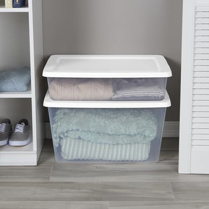 28 Quart Clear Stackable Storage Bins - 4-Pack Under Bed Organizers