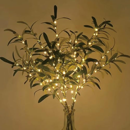 Lighted Olive Branches 5 Pack with 20 LEDs Battery Decor for Home & Events