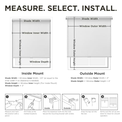 Blackout Roller Shades for Indoor Windows - 31 W x 75 H, White, Cordless