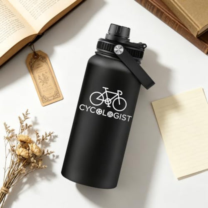 Cyclist Water Bottle 32oz Insulated Stainless Steel with Black Variation