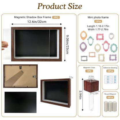 Mini Shadow Box Kit with Magnetic Frames & Mini Vase - DIY Wall Decor