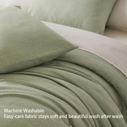 Sage Green Heathered Comforter Set Queen 3 Piece Bedding Set - Soft & Modern