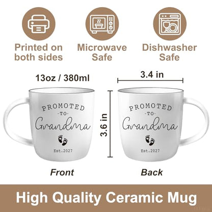 First Time Grandma Mug with Baby Footprint 2027 - Gift for New Grandmas